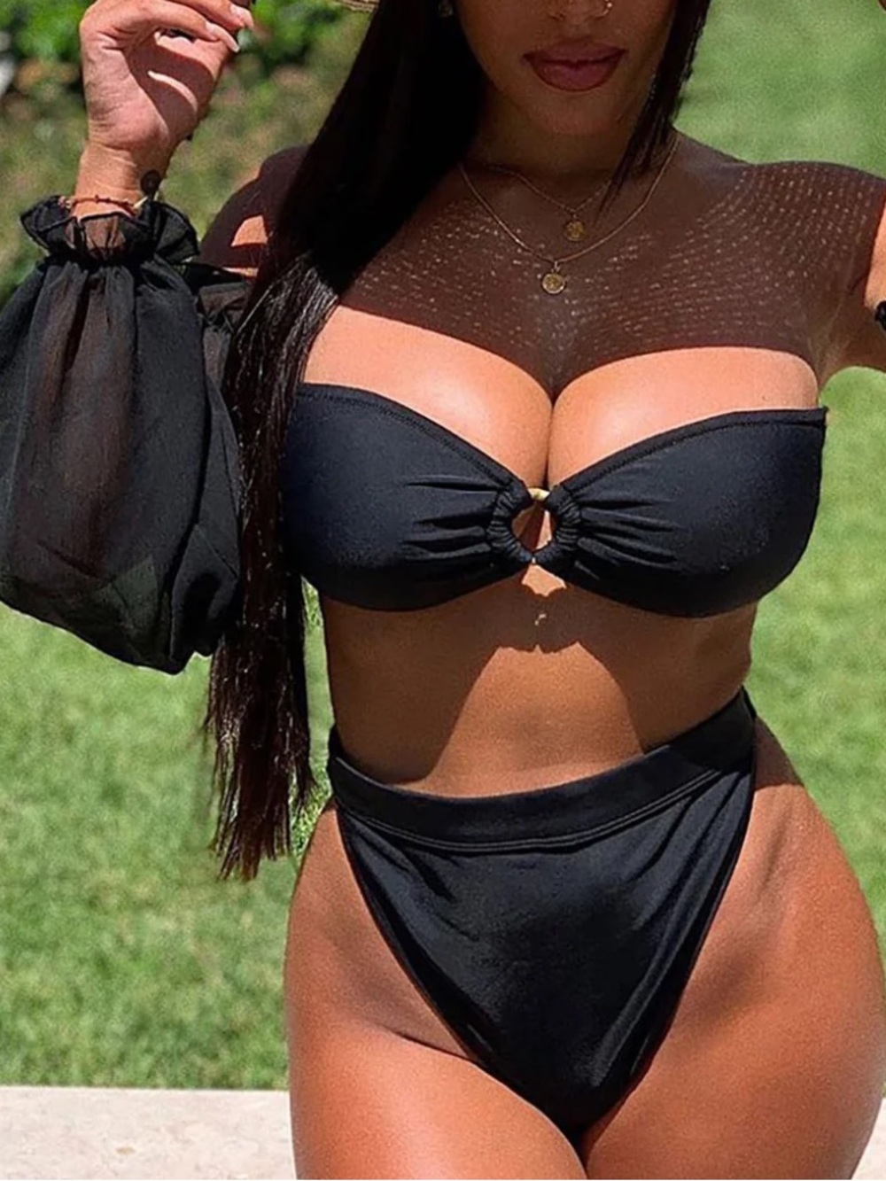 Black Off-Shoulder Bikini Set